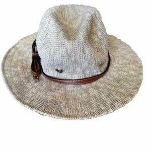 Disney Parks Hat Woven Adult Leather Like Bow Tan Safari Style Disneyland Mickey
